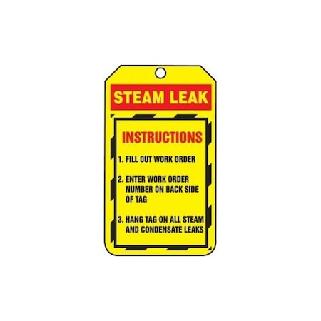 Accuform Safety Tags, RECORD STEAM LEAK, 8.5in x 3.875in, RP-Plastic, 5PK TRS343PTM
